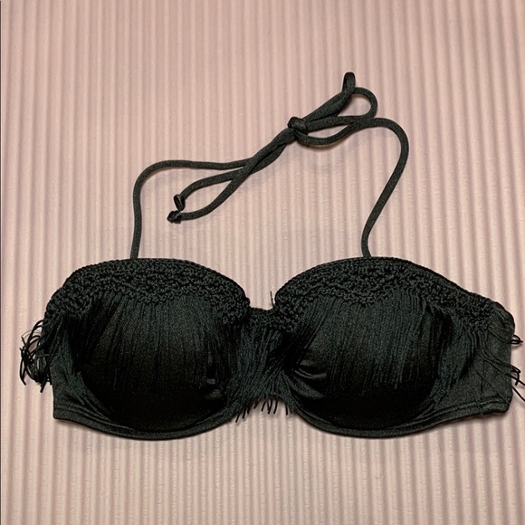 {Victoria’s Secret} Boho Black Fringe Bikini Top - Picture 1 of 4